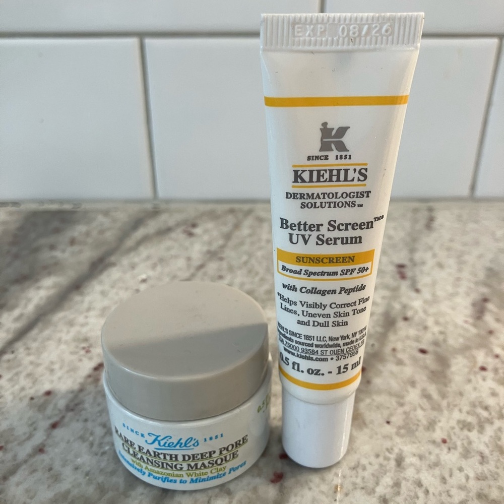 Kiehl's Better Screen UV Serum & Rare Earth Deep Pore Cleansing Masque Travel
